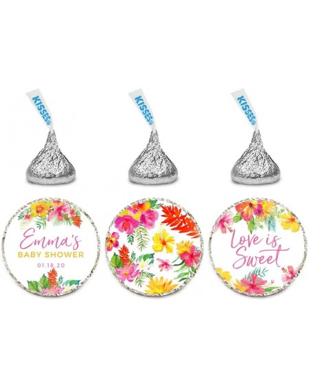 Favors Tropical Floral Garden Party Wedding Collection- Personalized Chocolate Drop Label Stickers Trio- 216-Pack- Custom Nam...