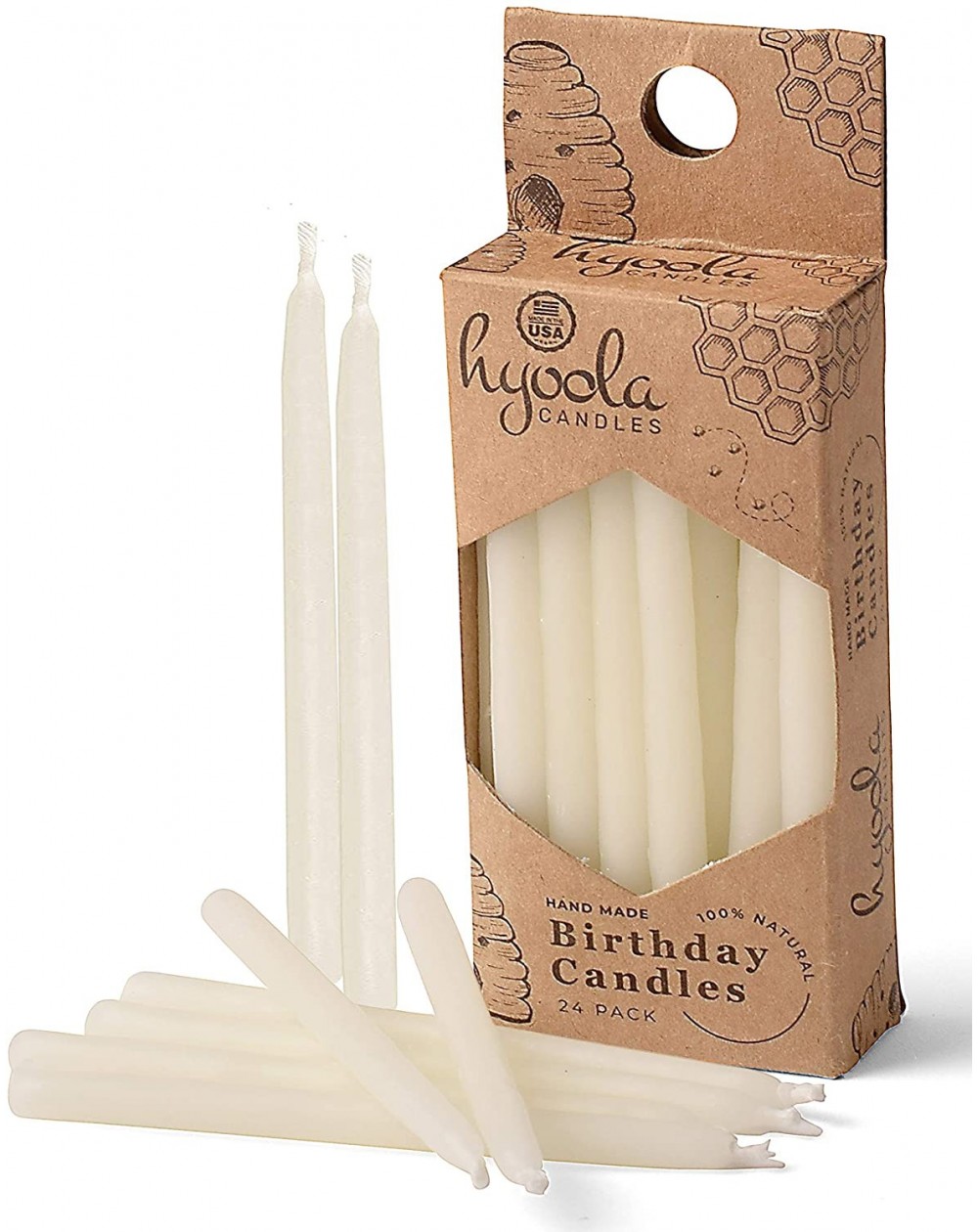 Cake Decorating Supplies Beeswax Birthday Candles 24 Pack White - Paraffin-Free - C8193KAY8O9 $12.65