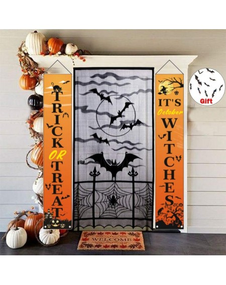 Banners Halloween Decorations Outdoor-Trick or Treat & It's October Witches Halloween Signs for Front Door or Indoor Home Dec...