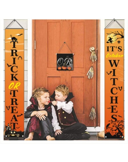 Banners Halloween Decorations Outdoor-Trick or Treat & It's October Witches Halloween Signs for Front Door or Indoor Home Dec...