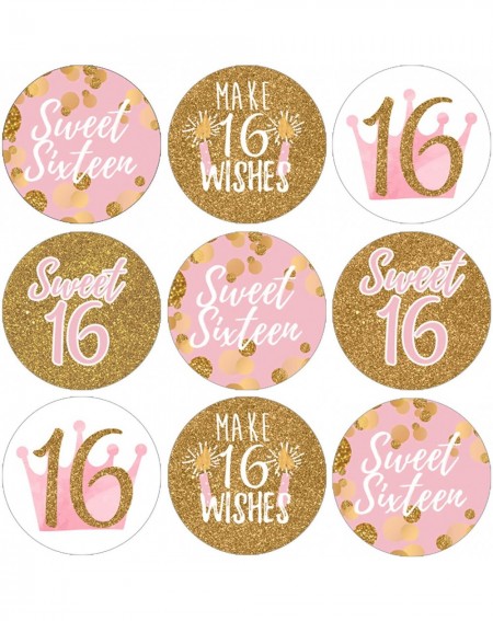 Favors Sweet Sixteen 16th Birthday Party Favor Stickers - 180 Labels (Pink and Gold) - CT180K67IQU $8.34