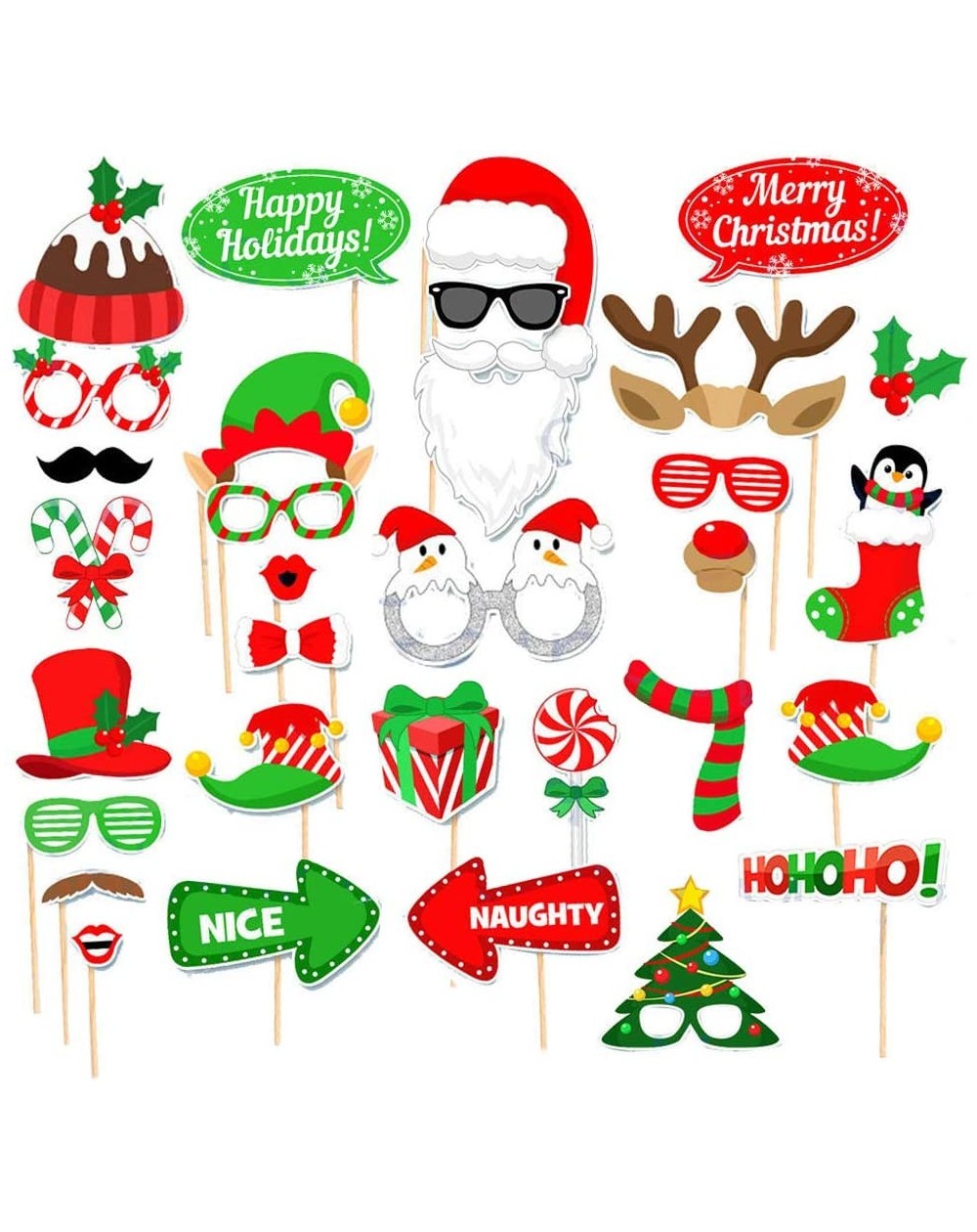 Photobooth Props Christmas Photo Booth Props - Christmas Selfie Props Santa Claus Deer Horn Glasses Funny Christmas Party Dec...