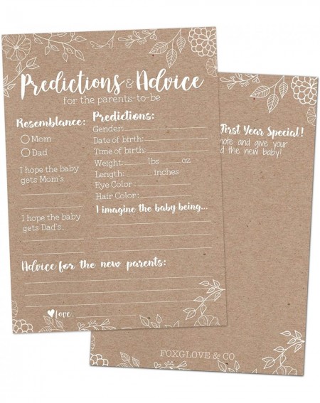 Party Games & Activities Foxglove & Co. 50 Rustic Baby Shower Prediction Advice Cards - Baby Shower Games Gender Neutral- Gir...