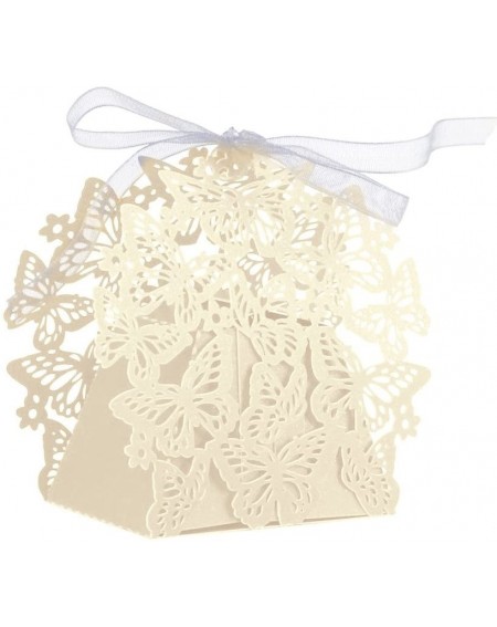 Favors 50PCS Hot Sale Laser Cut Butterfly Wedding Bridal Shower Candy Birthday Party Favor Candy Boxes with ribbon (Beige) - ...