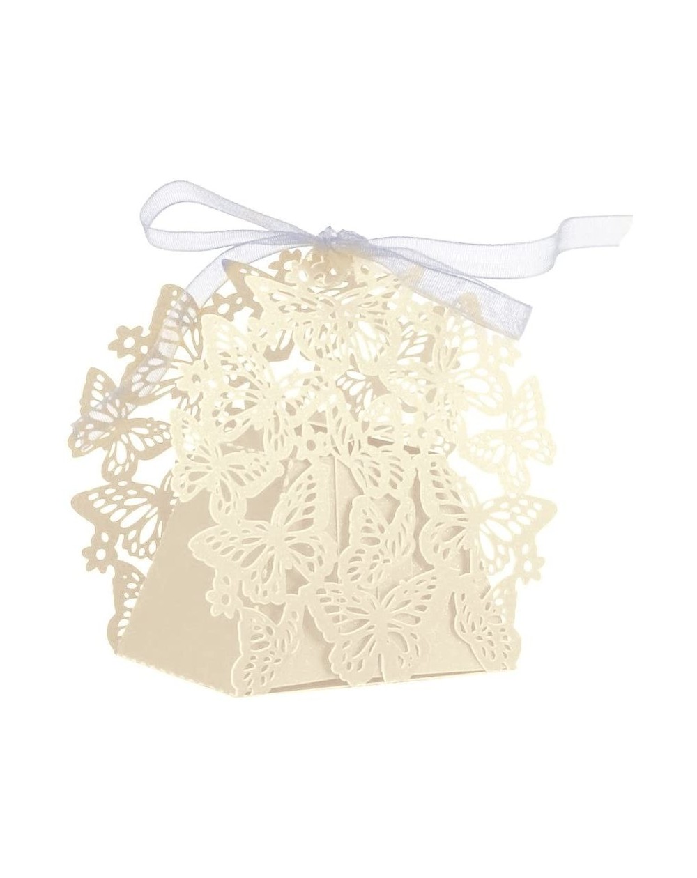 Favors 50PCS Hot Sale Laser Cut Butterfly Wedding Bridal Shower Candy Birthday Party Favor Candy Boxes with ribbon (Beige) - ...