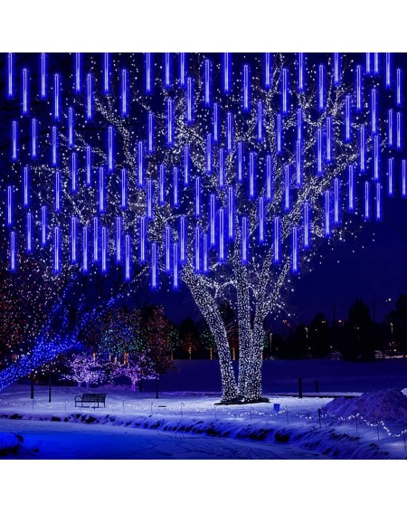 Outdoor String Lights Meteor Shower Lights Christmas Lights- Falling Rain Lights 12 inch 8 Tubes LED Icicle Cascading String ...