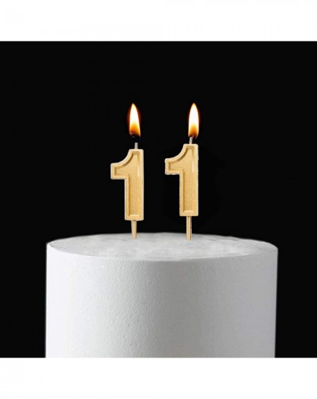 Birthday Candles 11th Birthday Candles- Gold Number 11 Cake Topper for Birthday Decorations Party Decoration - CZ19CKW3TZL $7.07