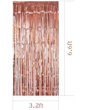 Photobooth Props Metallic Tinsel Foil Fringe Curtains-3.2ft6.6ft for Party Photo Backdrop Wedding Decor (Rose Gold) - Rose Go...
