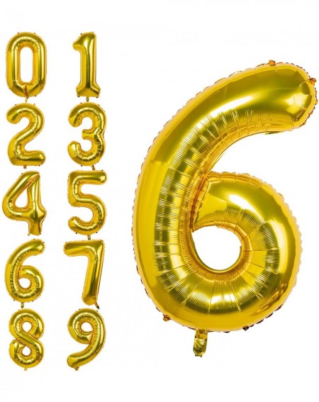 Balloons 40 Inch Number Balloons Gold Number 6 Helium Foil Birthday Party Decorations Digit Balloons - Gold Number 6 - CJ18XX...