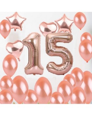 Balloons Sweet 15th Birthday Decorations Party Supplies-Rose Gold Number 15 Balloons-15th Foil Mylar Balloons Latex Balloon D...