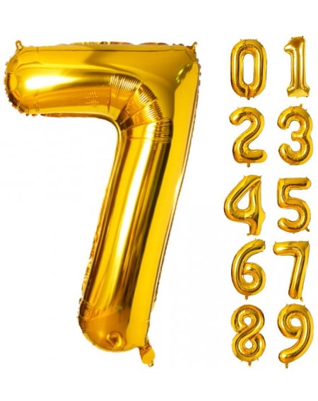 Balloons 40 Inch Gold Number Foil Balloons 0-9 Balloons- Foil Mylar Big Number 7 Digital Balloons for Gold Birthday Party Dec...