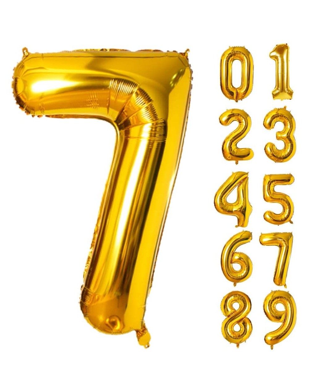 Balloons 40 Inch Gold Number Foil Balloons 0-9 Balloons- Foil Mylar Big Number 7 Digital Balloons for Gold Birthday Party Dec...