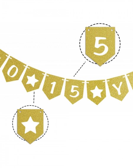 Banners & Garlands Cheers to 15 Years Pre-strung Gold Glittery Banner 15th Birthday Wedding Anniversary Party Decorations for...