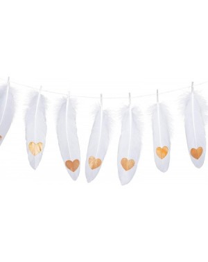 Banners & Garlands Assembled 15pcs Feather Bohemian Garlands for Wedding Teepee Bedroom Decorations - White- Gold - CF18LH04X...