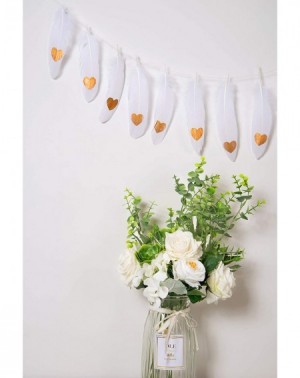 Banners & Garlands Assembled 15pcs Feather Bohemian Garlands for Wedding Teepee Bedroom Decorations - White- Gold - CF18LH04X...