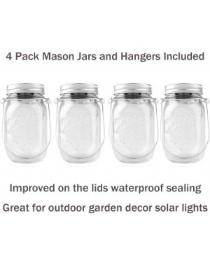 Outdoor String Lights Solar Lanterns Mason Jar Hanging Lights-4 Pack 30 LED Lights String Fairy Firefly Starry Jar Lights (Ma...