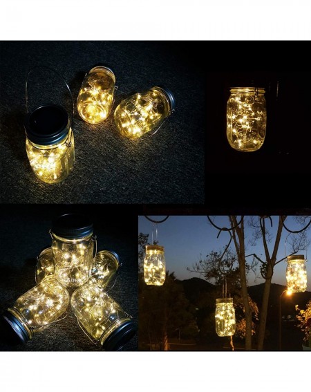 Outdoor String Lights Solar Lanterns Mason Jar Hanging Lights-4 Pack 30 LED Lights String Fairy Firefly Starry Jar Lights (Ma...