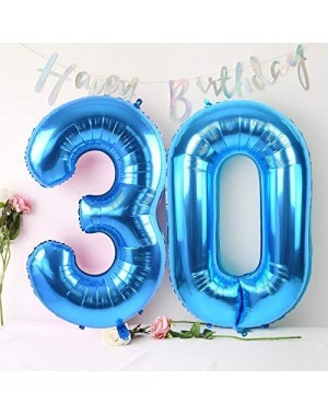 Balloons 40 Inch Blue Large Numbers Balloon Birthday Party Decorations- Foil Mylar Big Number Balloon Digital 30 for 30th Bir...