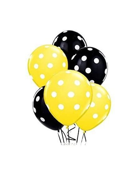 Balloons 12 Inch Latex Balloons with White Polka Dots- Yellow & Black - Yellow & Black - CP182GC7W3T $24.45
