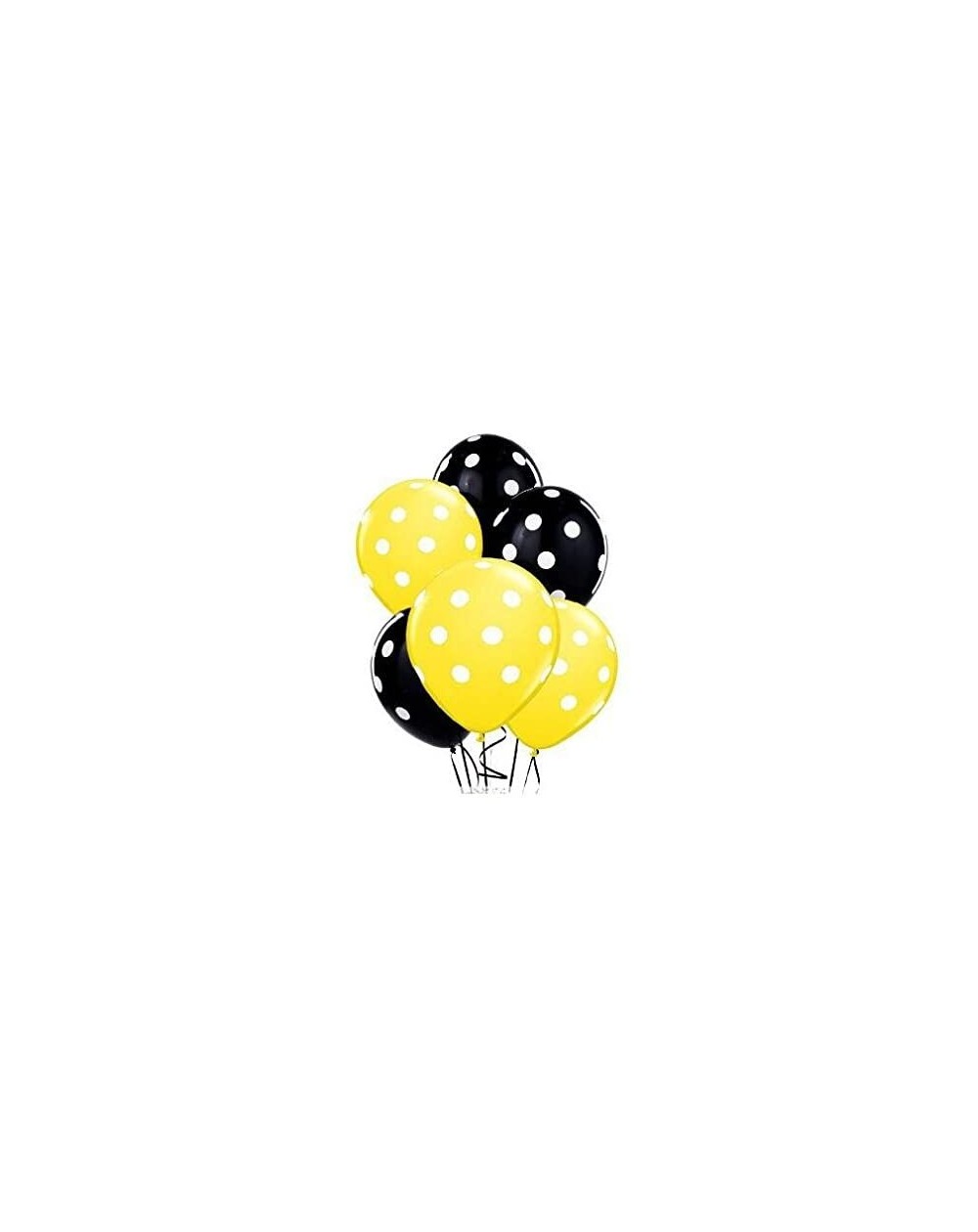 Balloons 12 Inch Latex Balloons with White Polka Dots- Yellow & Black - Yellow & Black - CP182GC7W3T $15.41