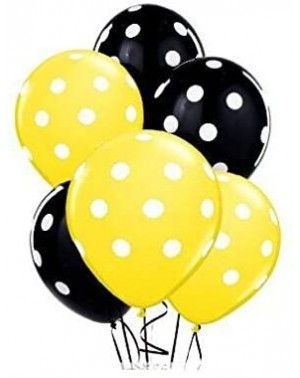 Balloons 12 Inch Latex Balloons with White Polka Dots- Yellow & Black - Yellow & Black - CP182GC7W3T $15.41