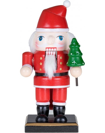 Nutcrackers Traditional Christmas Chubby Santa Claus Nutcracker Holding Christmas Tree - 6" Tall Perfect for Shelves and Tabl...