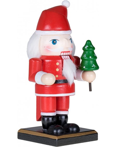 Nutcrackers Traditional Christmas Chubby Santa Claus Nutcracker Holding Christmas Tree - 6" Tall Perfect for Shelves and Tabl...