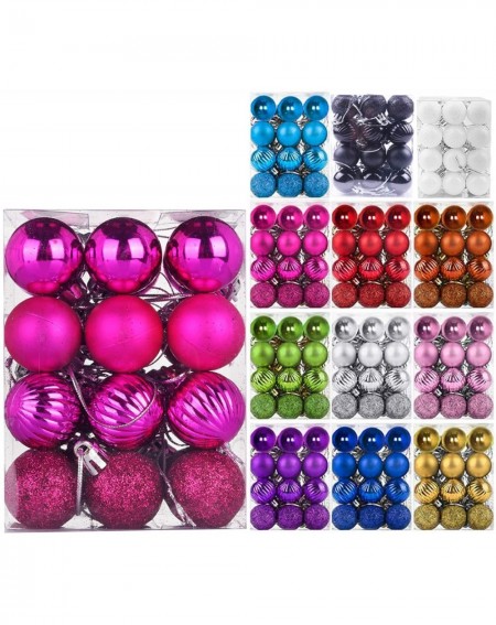24Pcs Christmas Balls Ornaments - Rose Red - C818ZA4XREX