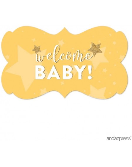 Favors Twinkle Twinkle Little Star Yellow Baby Shower Collection- Fancy Frame Label Stickers- Welcome Baby!- 36-Pack - Labels...