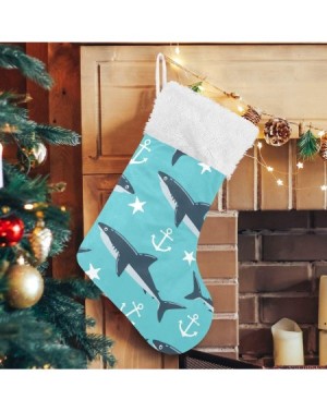 Stockings & Holders Shark 18" Christmas Stockings for 1pc Red Xmas Stocking Gift Bag Cuff Stockings Lovely Home Holiday Decor...