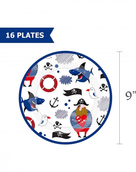 Balloons Pirate Plates Napkins Party Supplies - Pirate Plates and Napkins (16 Serves) - CD19220EG44 $22.77