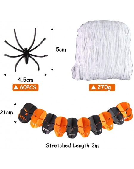 Banners & Garlands 1000sqft Fake Spider Web- Halloween Decor Stretchy Spider Web with Ghost Banner Horrible Party Props- 60 F...