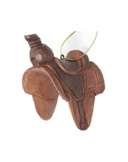 Ornaments Western Horse Saddle Ornament (Hand-carved of Real Wood) - C21169PBPPV $19.56