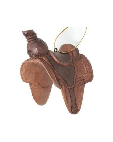Ornaments Western Horse Saddle Ornament (Hand-carved of Real Wood) - C21169PBPPV $12.42