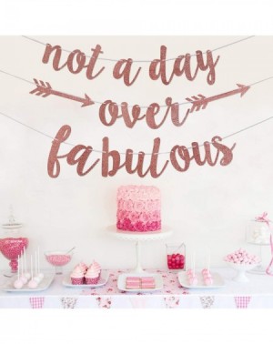 Banners & Garlands Rose Glittery Birthday Banner - Not a Day Over Fabulous Banner - Birthday Decorations Supplies for Women -...