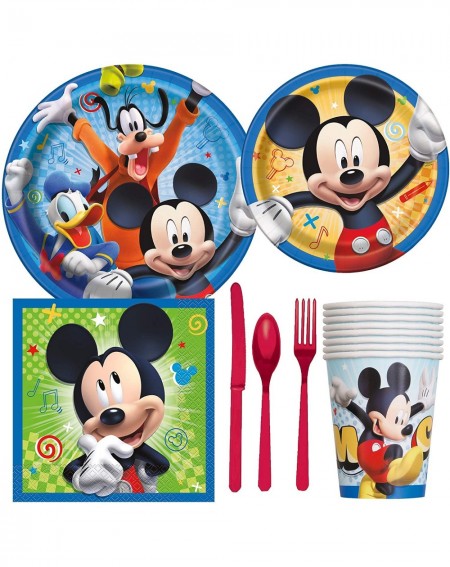 Party Packs Disney Mickey Mouse Birthday Party Supplies Pack Including Cake & Lunch Plates- Cutlery- Cups- Napkins (8 Guests)...
