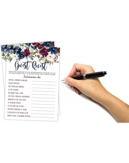 Party Games & Activities Navy and Burgundy Floral Bridal Shower Bachelorette Games- He Said She Said- Find The Guest Quest- W...