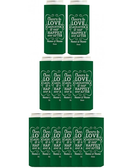 Favors Cheers To Love Custom Names & Date 12-Pack Personalized Ultra Slim Can Coolies Forest - Forest (Slim) - C819I3GYHWL $7...