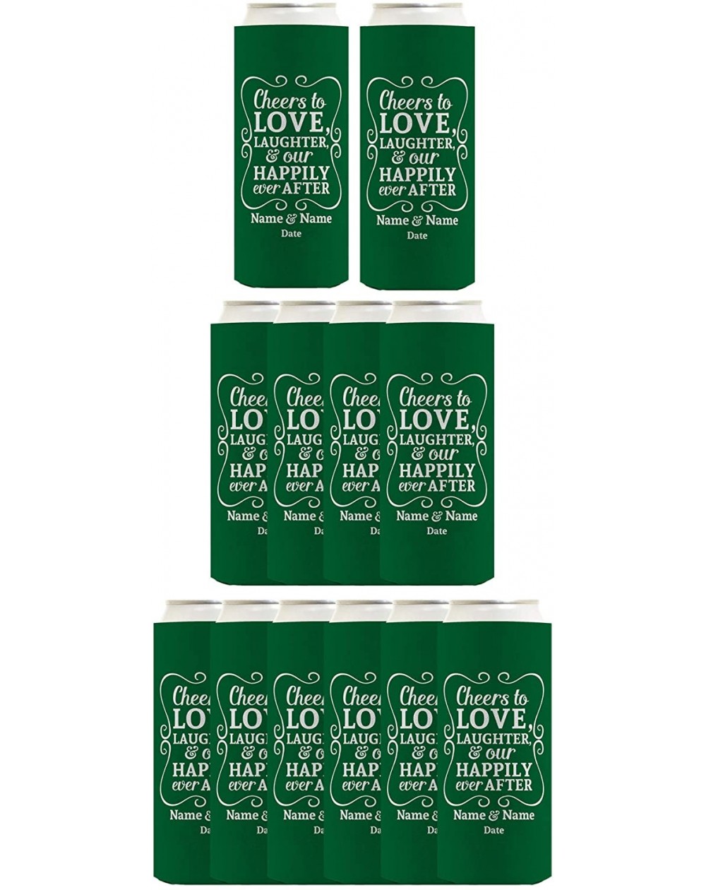 Favors Cheers To Love Custom Names & Date 12-Pack Personalized Ultra Slim Can Coolies Forest - Forest (Slim) - C819I3GYHWL $3...