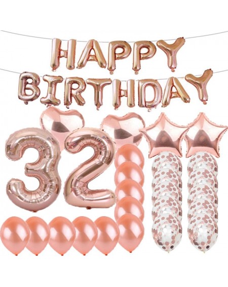 Balloons Sweet 32th Birthday Decorations Party Supplies-Rose Gold Number 32 Balloons-32th Foil Mylar Balloons Latex Balloon D...