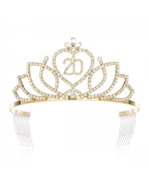 Adult Novelty Sweet Girls 20th Birthday Tiaras Crowns Princess 20th Birthday Tiara Crown Gold - 2-1/2"Tall 20th / Gold - CJ18...