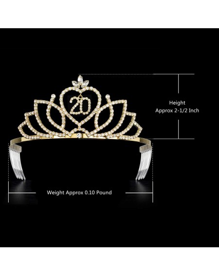Adult Novelty Sweet Girls 20th Birthday Tiaras Crowns Princess 20th Birthday Tiara Crown Gold - 2-1/2"Tall 20th / Gold - CJ18...