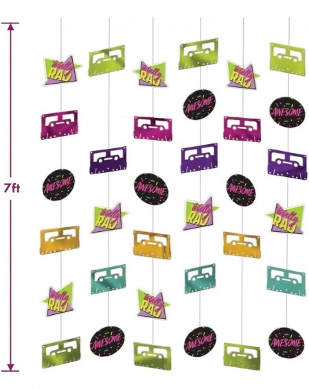 Party Packs Awesome 80's and 90's Party Supplies - Rad Shapes and Cassette Tapes Hanging String Decorations - Rad Shapes and ...