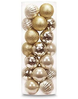 Ornaments 2.36" 28ct shatterproof Christmas Ball Ornaments in 4 finishes for Christmas Tree Decoration (Gold- 6cm) - Gold - C...