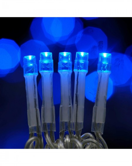 Outdoor String Lights 100 Feet 300 Blue LED String Lights- Adapter with Functions Controller Constant Lighting & Flashing Mod...