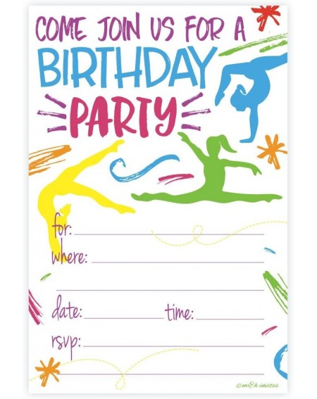 Invitations Gymnastics Birthday Party Invitations - Fill in Style (20 Count) with Envelopes - CX1829Z79ZZ $19.90