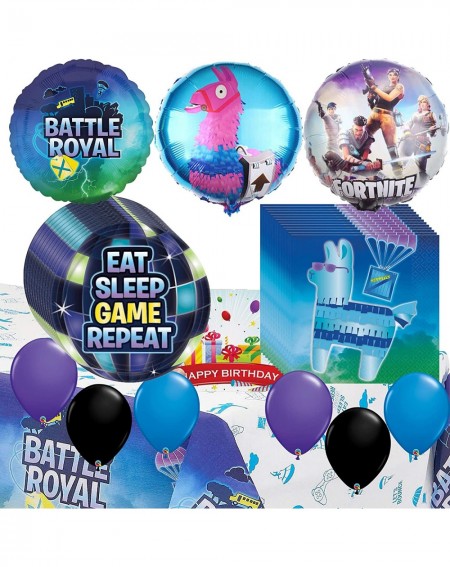 Party Packs Battle Royal Party Supplies Video Game Gaming Llama Plates Napkins Table Cover Balloons Bundle - CD19C50HWWY $17.96