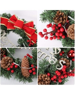 Wreaths Christmas Wreath with LED Light for Front Door Hanging Artificial Garland Bowknot Garland Xmas Decor Holiday Home Dec...
