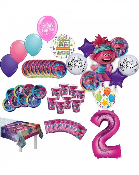 Balloons Trolls World Tour Party Supplies 2nd Birthday 8 Guest Table Decorations and Poppy Balloon Bouquet - C71977C2OLA $72.75