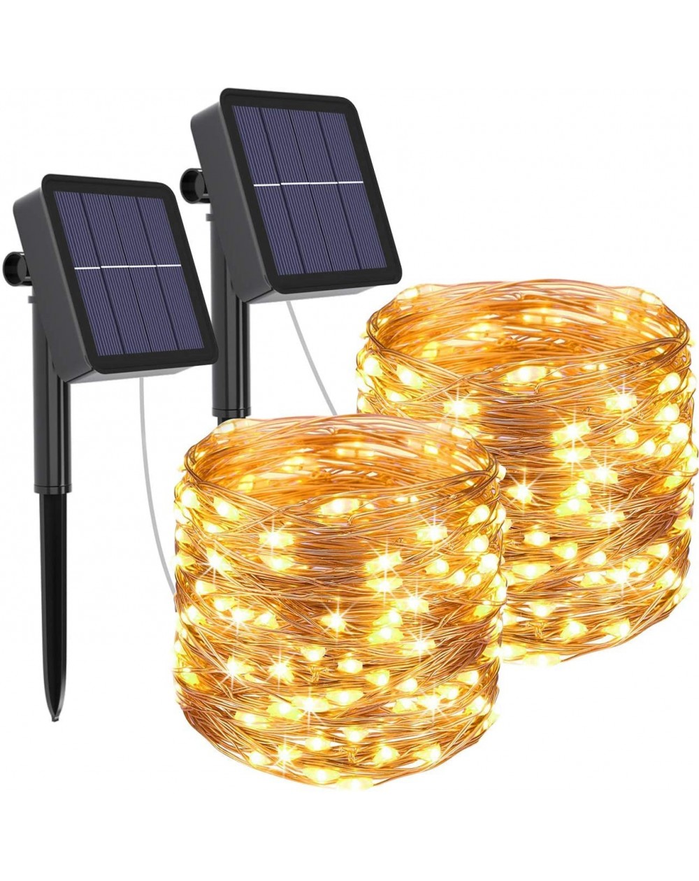 Outdoor String Lights Solar String Lights 2Pack 240LED Total Solar Powered Fairy Lights Outdoor 8 Modes Copper Wire Decoratio...
